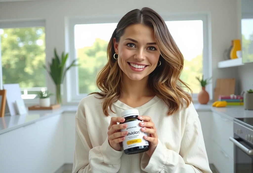 Woman enjoying a healthy lifestyle with supplements